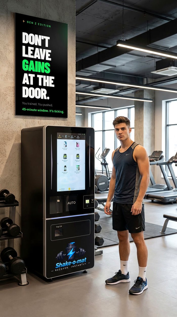 Shake-o-mat aparat u modernoj teretani — 70×74 cm tlocrt, 191 cm visine