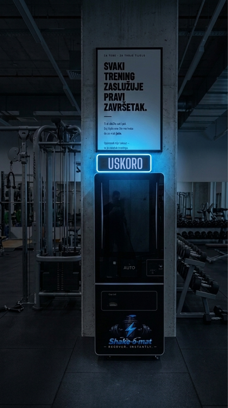 Shake-o-mat aparat s plavim LED osvjetljenjem i ekranom „USKORO